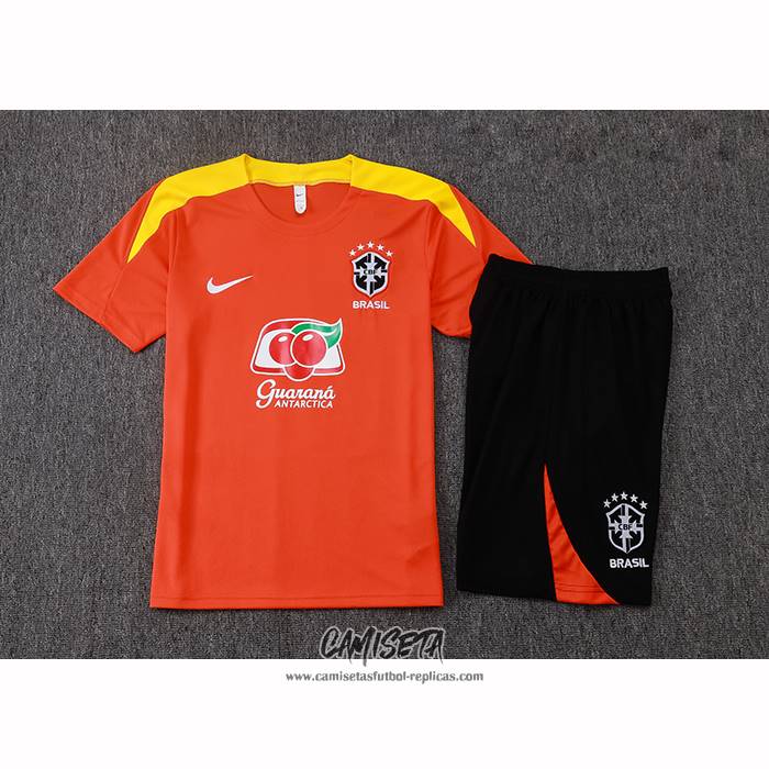Chandal del Brasil 2025-2026 Manga Corta Naranja - Pantalon Corto